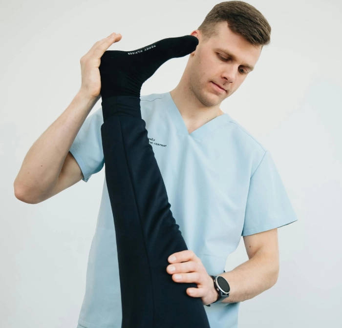 A caregiver woman doing cleaning tasks